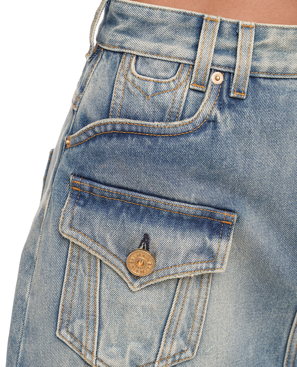 Спідниця джинсова Balmain CF1LA352DE04, блакитний колір • Купити в інтернет-магазині Kameron