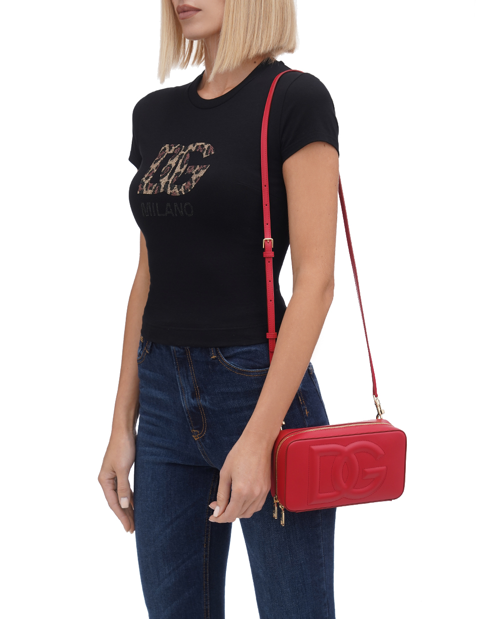 Кожаная сумка DG Logo Small Dolce&Gabbana BB7289-AW576, красный цвет • Купить в интернет-магазине Kameron