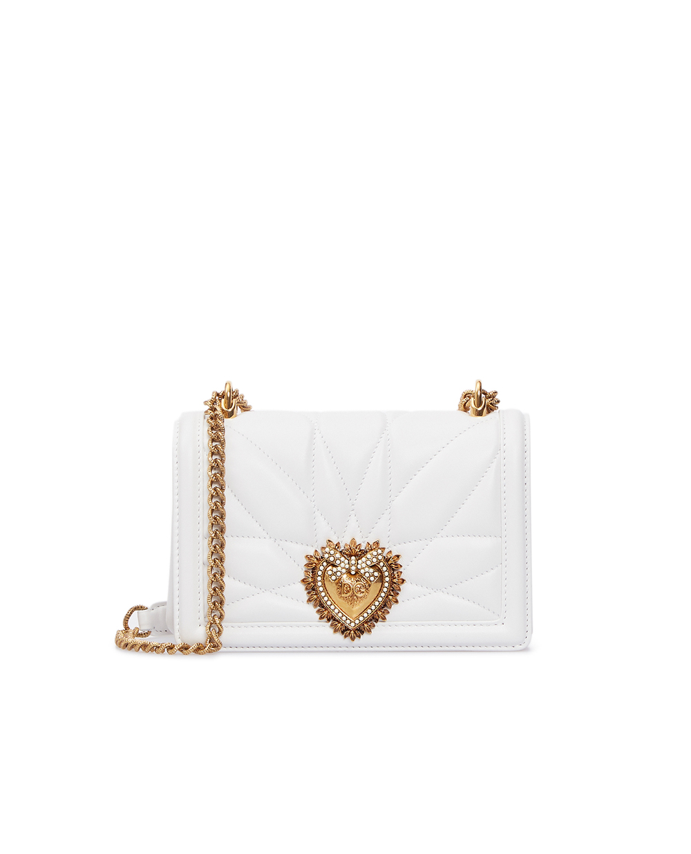 Кожаная сумка Devotion mini Dolce&Gabbana BB6880-AV967, белый цвет • Купить в интернет-магазине Kameron