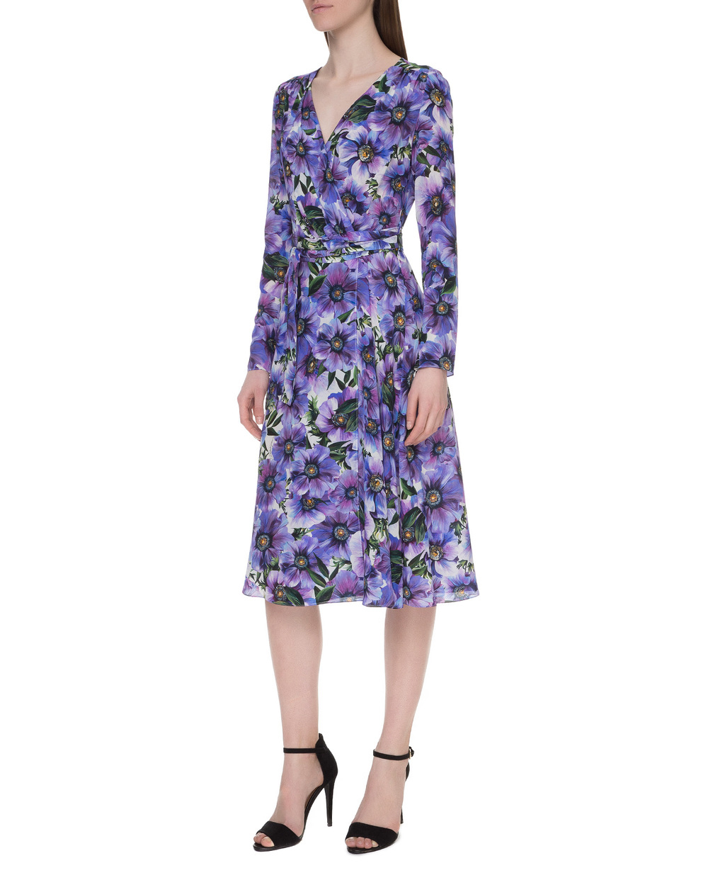 Шелковое платье Dolce&Gabbana F6I0VT-IS1A1, сиреневый цвет • Купить в интернет-магазине Kameron