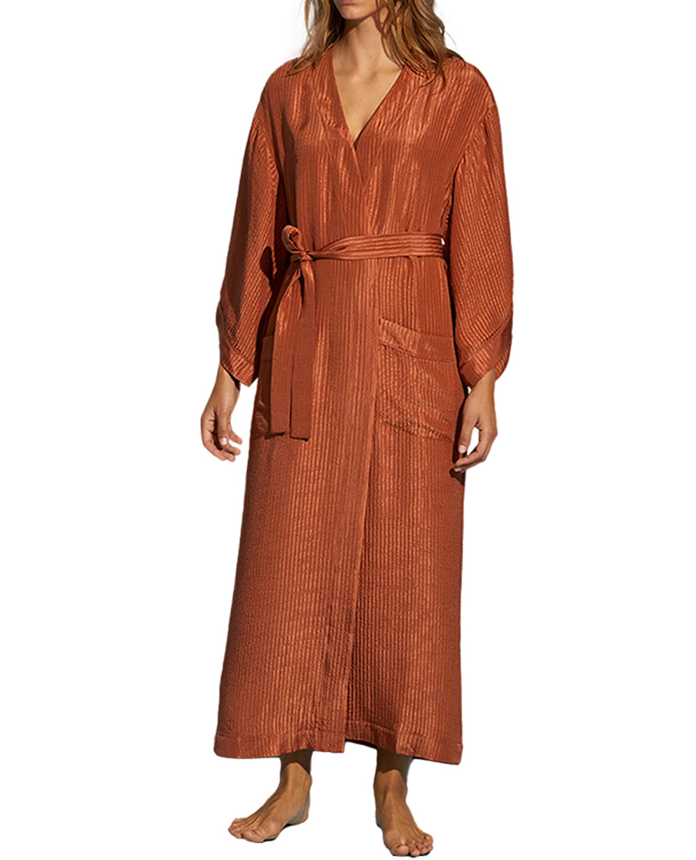 Шовковий халат AIKIKO ERES 222102, коричневий колір • Купити в інтернет-магазині Kameron