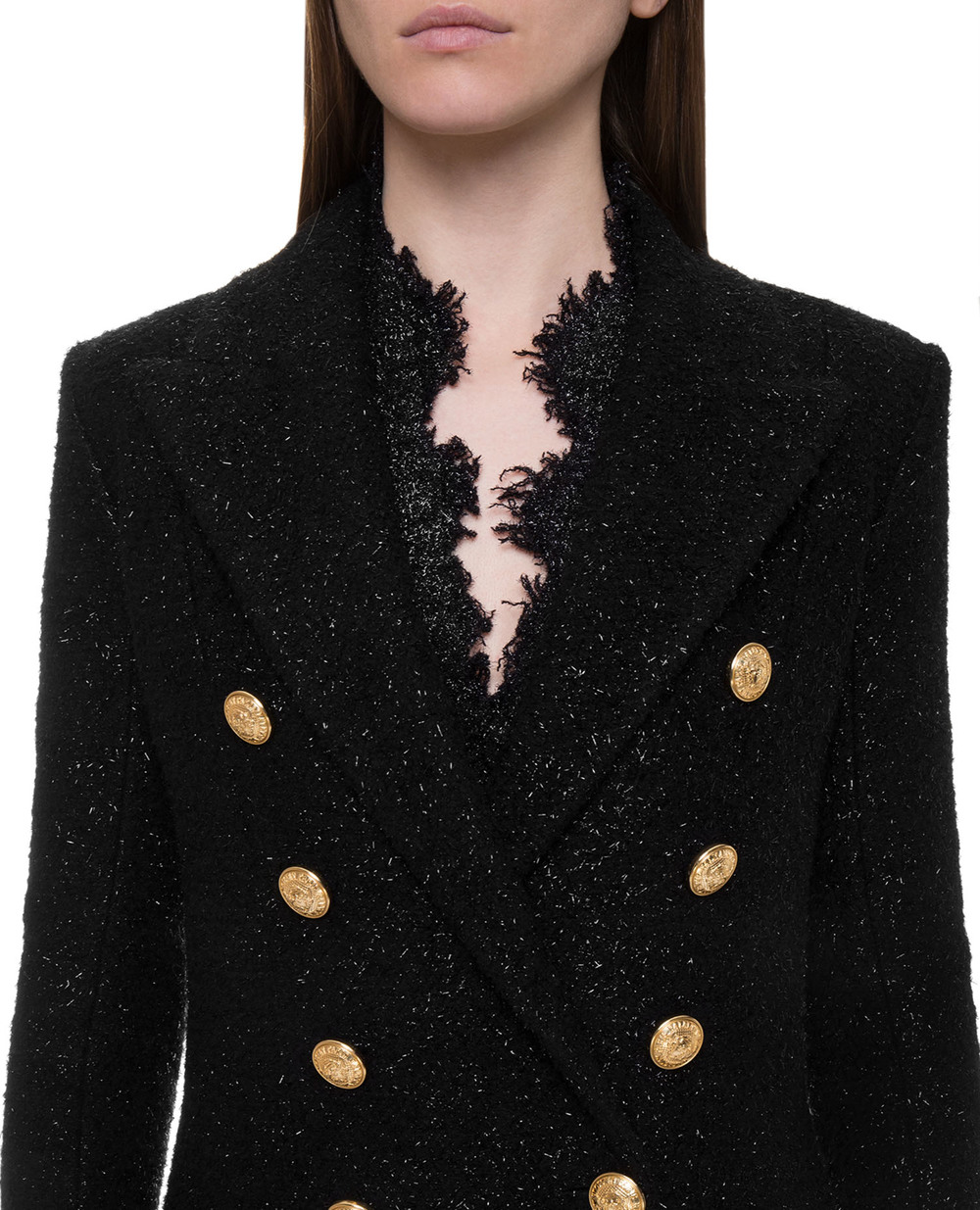 Шерстяное пальто Balmain 142425-W010, черный цвет • Купить в интернет-магазине Kameron