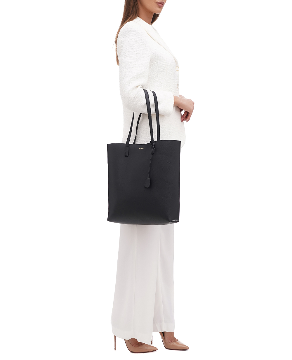 Шкіряна сумка Shopping Bag Saint Laurent 600306-CSV0J, чорний колір • Купити в інтернет-магазині Kameron