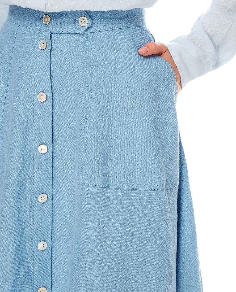 Льняная юбка Polo Ralph Lauren 211837993001, голубой цвет • Купить в интернет-магазине Kameron