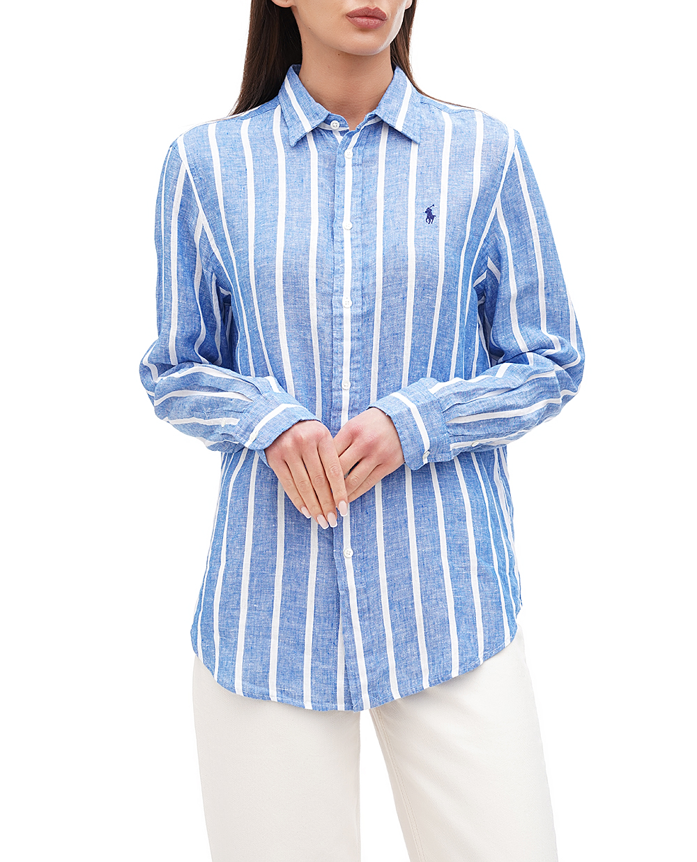 Льняная рубашка Polo Ralph Lauren 211910644007, синий цвет • Купить в интернет-магазине Kameron
