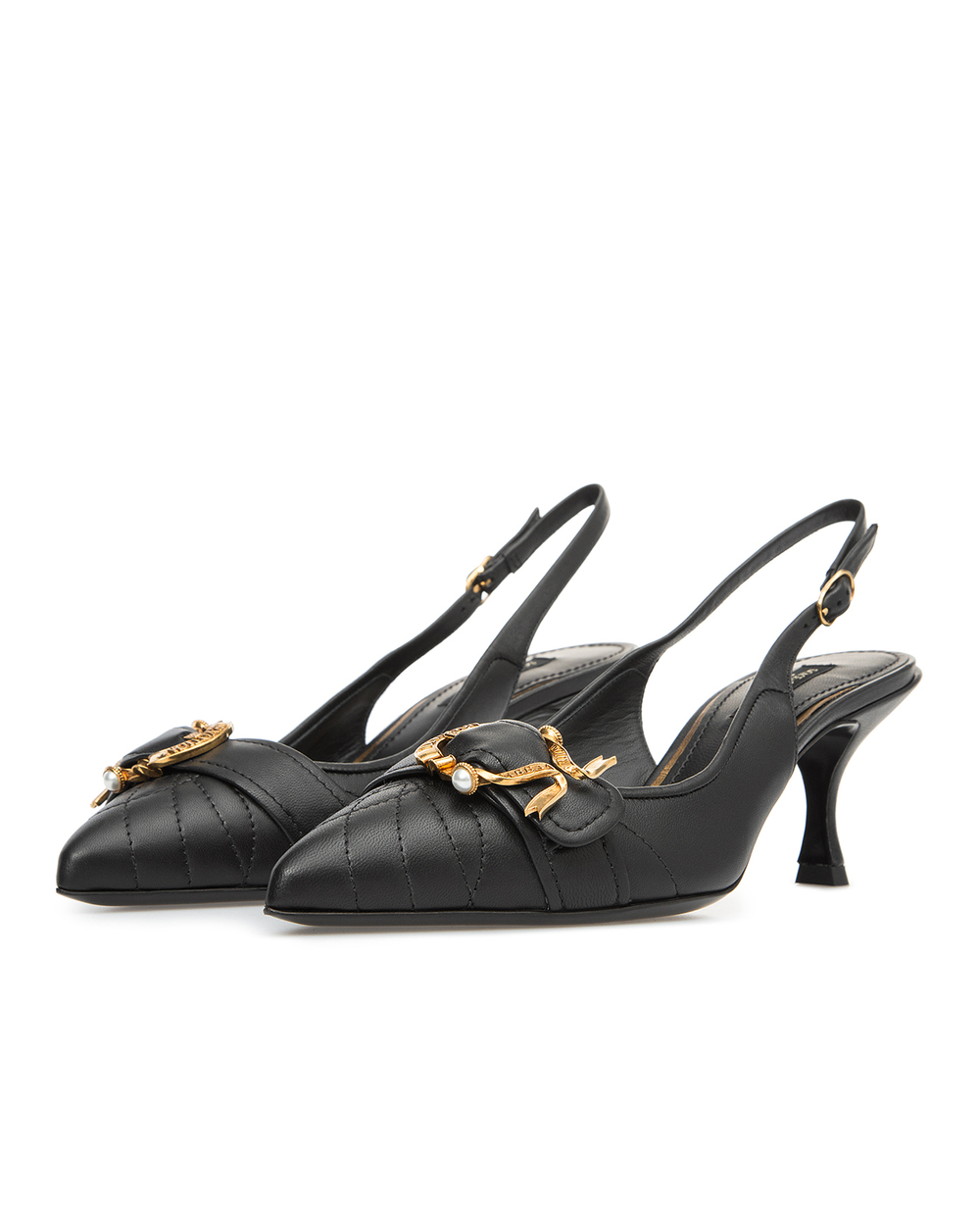 Кожаные слингбэки Devotion Dolce&Gabbana CG1000-AZ140, черный цвет • Купить в интернет-магазине Kameron