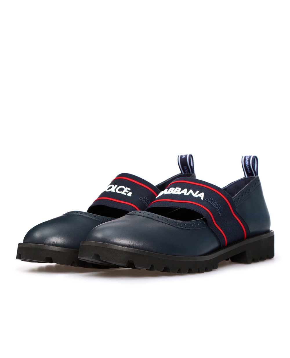 Детские кожаные туфли Dolce&Gabbana Kids D10960-AW087-M, темно-синий цвет • Купить в интернет-магазине Kameron