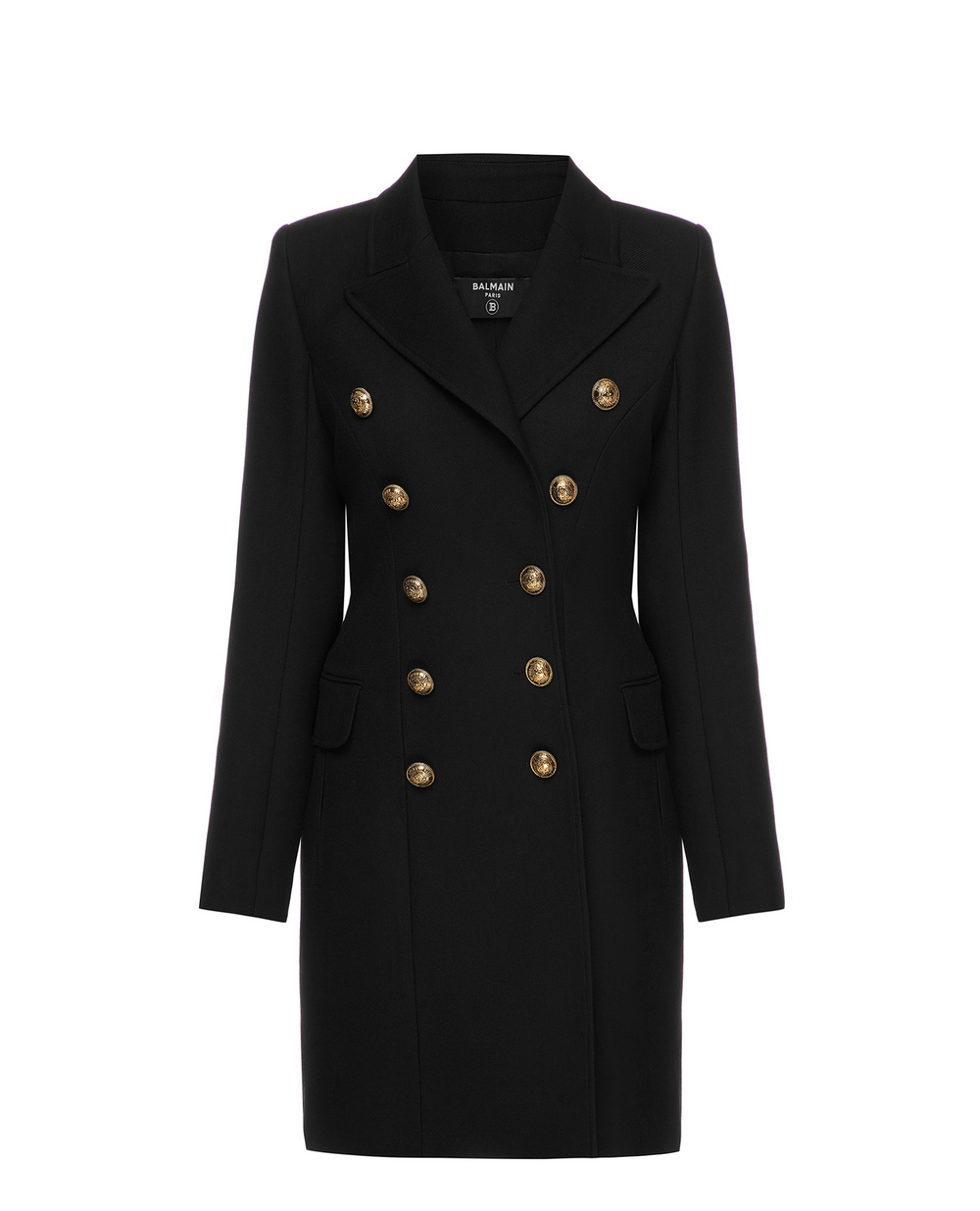 Вовняне пальто Balmain UF19572W072, чорний колір • Купити в інтернет-магазині Kameron