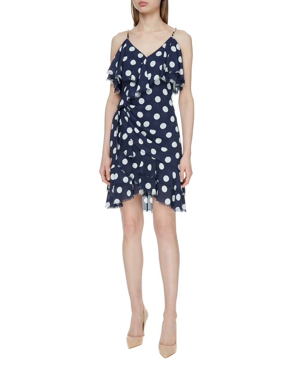 Шелковое платье Balmain VF16081I629, синий цвет • Купить в интернет-магазине Kameron