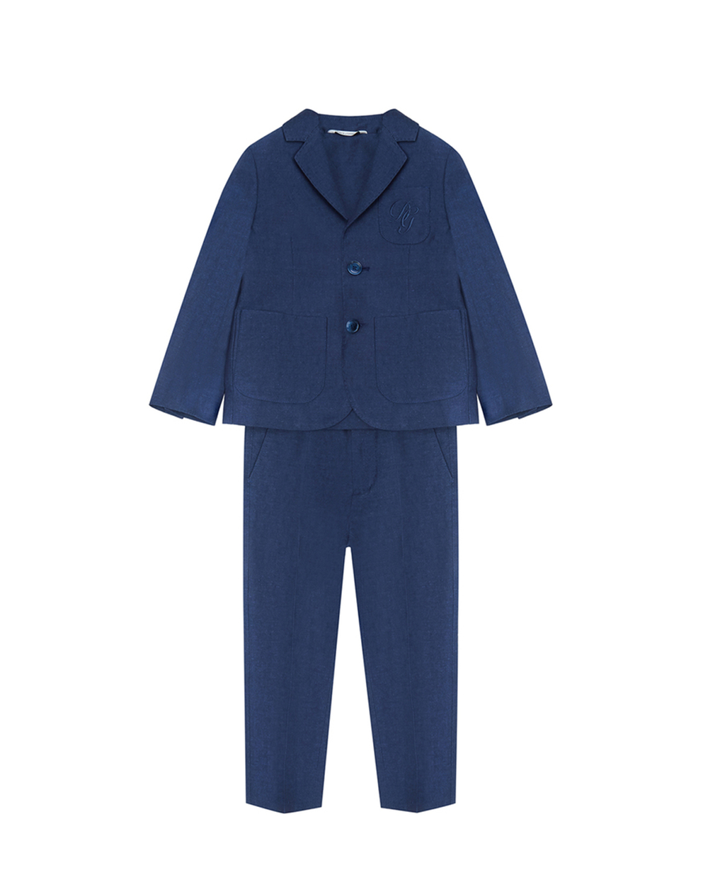 Детский льняной костюм (пиджак, брюки) Dolce&Gabbana Kids L41U74-G7WSI-B, синий цвет • Купить в интернет-магазине Kameron