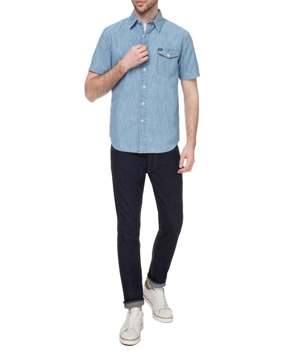 Джинсовая рубашка Polo Ralph Lauren 710765905001, голубой цвет • Купить в интернет-магазине Kameron