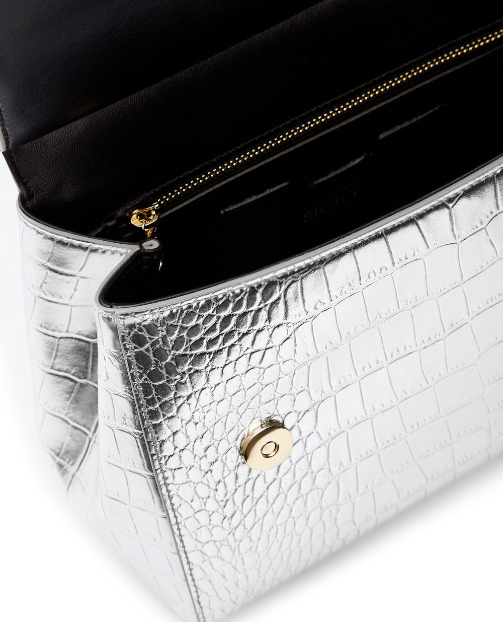 Шкіряна сумка Sicily medium Dolce&Gabbana BB6002-AJ244, срібний колір • Купити в інтернет-магазині Kameron