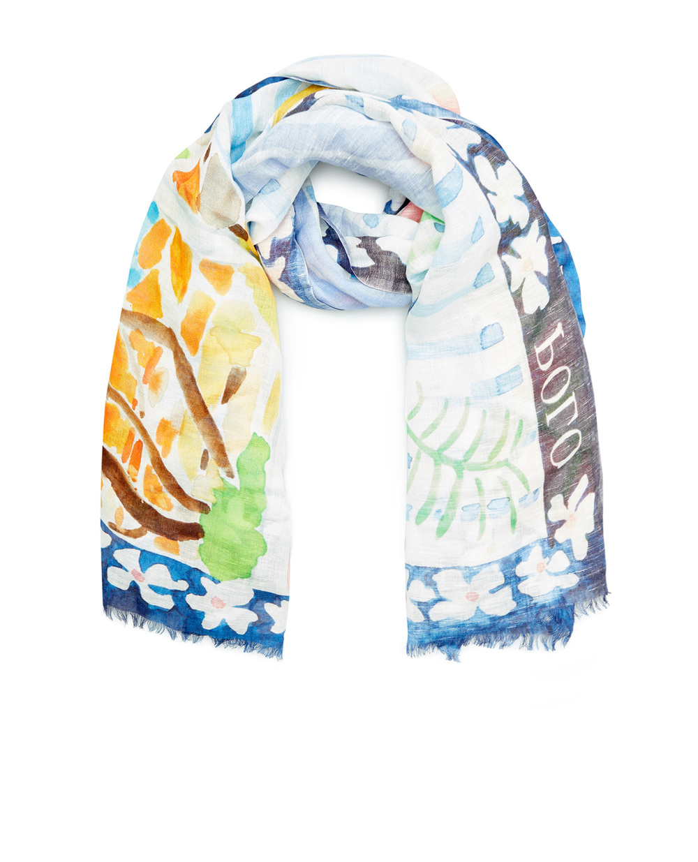 Лляний шарф Polo Ralph Lauren 455871072001, різнокольоровий колір • Купити в інтернет-магазині Kameron