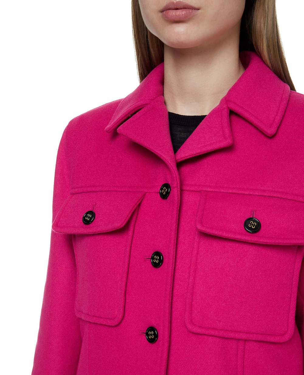 Шерстяное пальто Saint Laurent 636256-Y8B01, розовый цвет • Купить в интернет-магазине Kameron