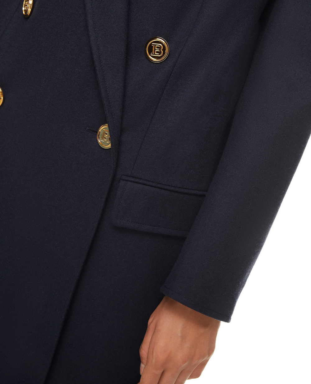 Шерстяное пальто Balmain WF1UD005W109, синий цвет • Купить в интернет-магазине Kameron