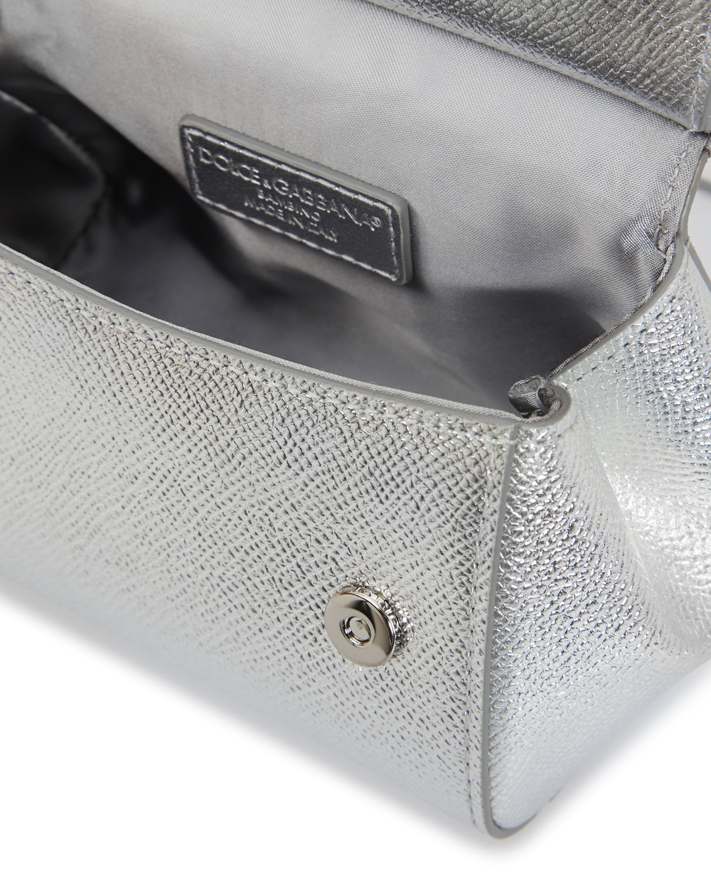 Кожаная сумка Sicily Dolce&Gabbana EB0003-AH443, серебряный цвет • Купить в интернет-магазине Kameron