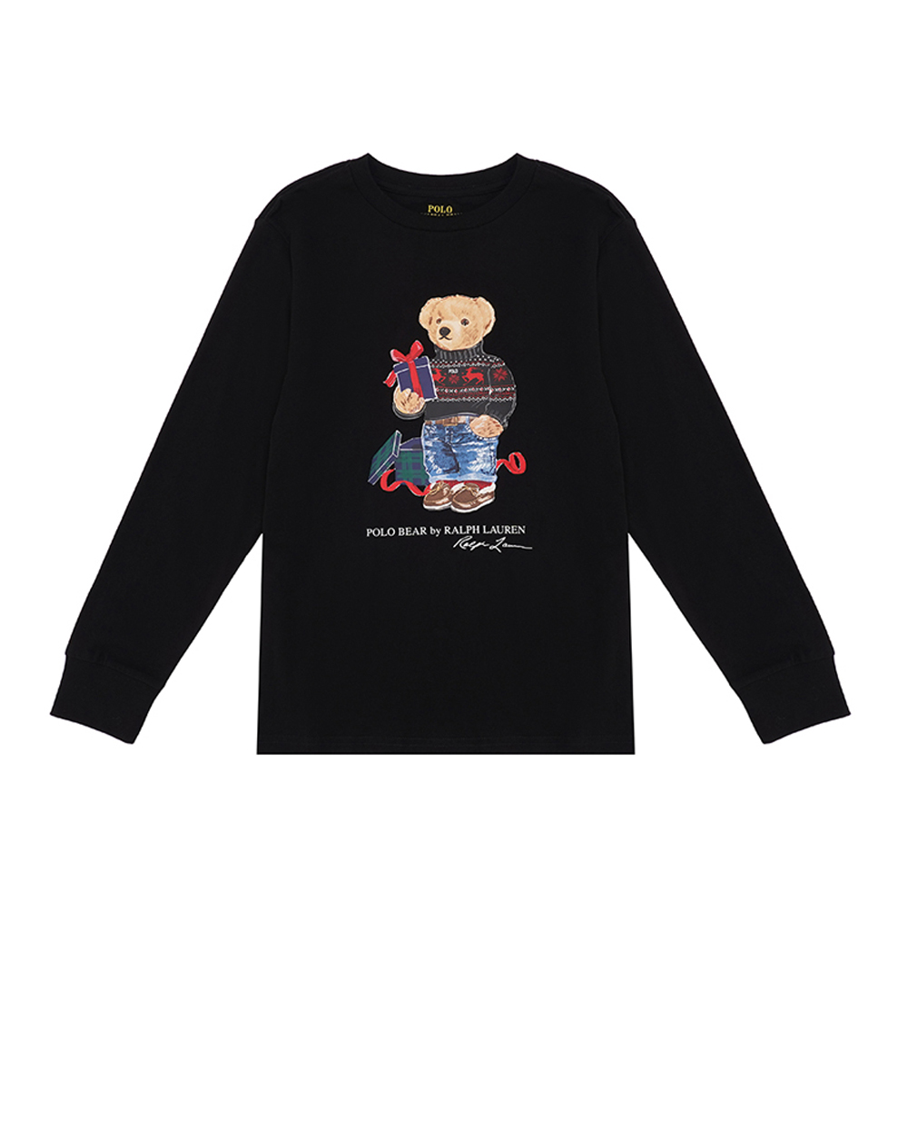 Детский лонгслив хлопковый Polo Bear Polo Ralph Lauren Kids 322883620006, черный цвет • Купить в интернет-магазине Kameron