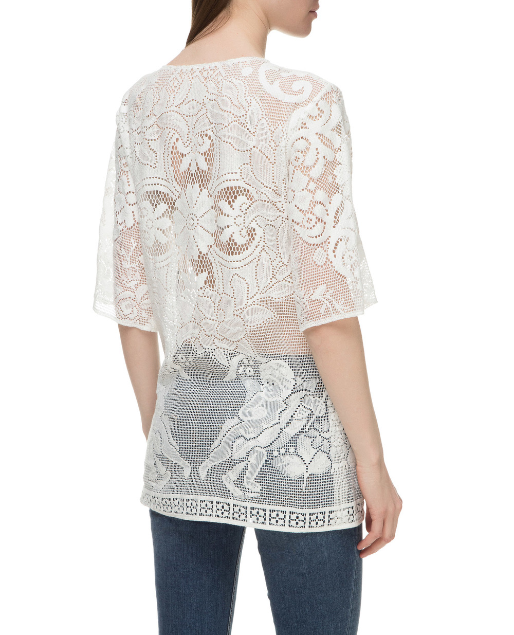 Мереживна блуза Dolce&Gabbana F73F1Z-HHMBC, білий колір • Купити в інтернет-магазині Kameron