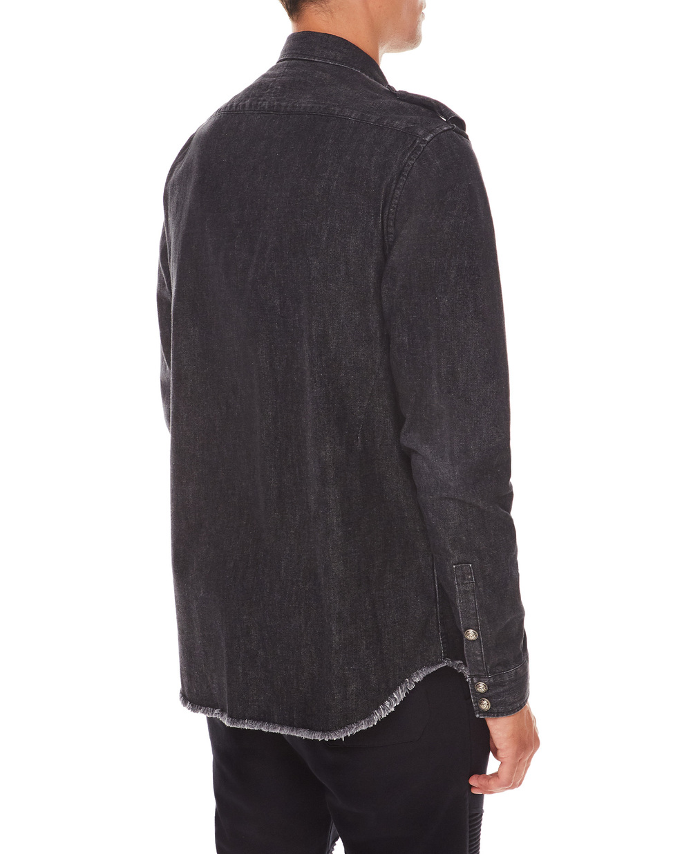 Джинсова сорочка Balmain WH1HC030146D, чорний колір • Купити в інтернет-магазині Kameron