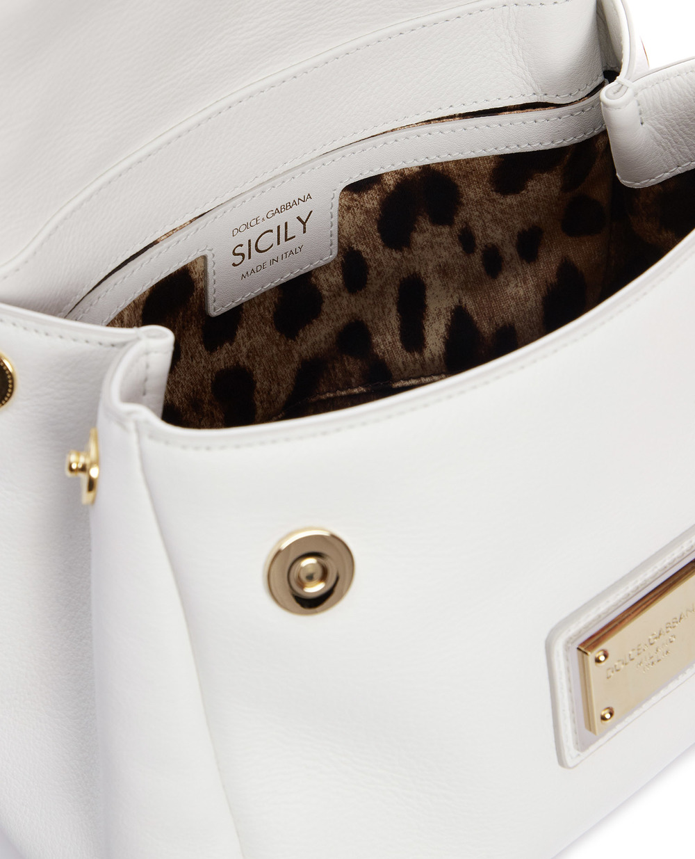 Кожаная сумка Sicily Small Dolce&Gabbana BB7400-AG642, белый цвет • Купить в интернет-магазине Kameron