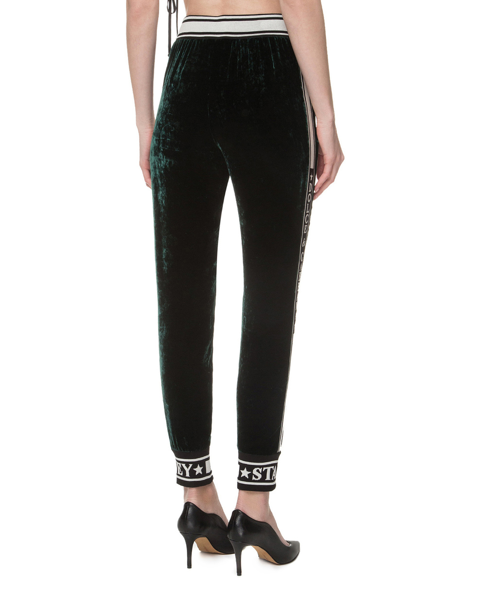 Оксамитові спортивні штани Dolce&Gabbana FTA1DT-FUVJK, зелений колір • Купити в інтернет-магазині Kameron