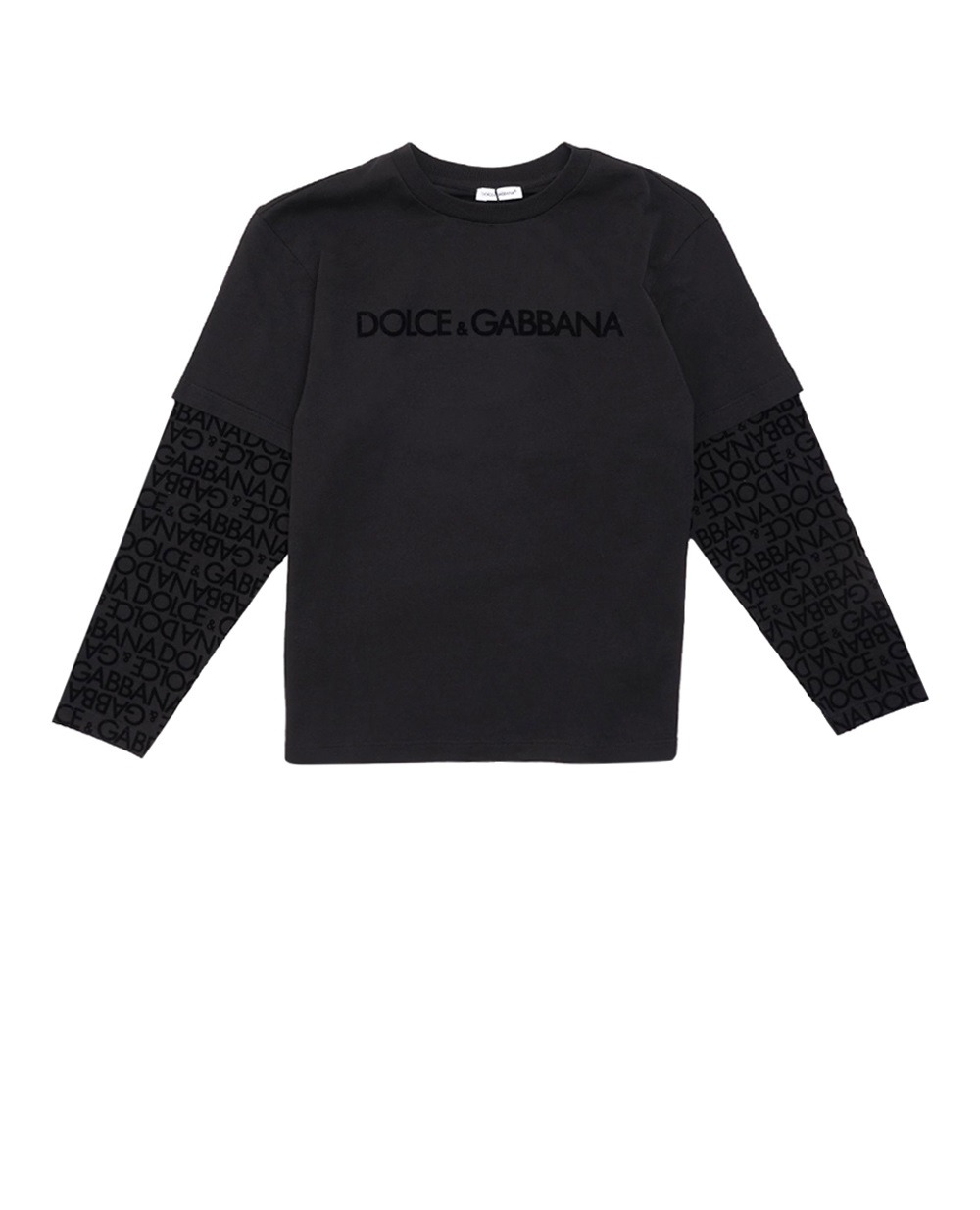 Дитячий лонгслів Dolce&Gabbana Kids L4JTCY-G7K2E-S, чорний колір • Купити в інтернет-магазині Kameron