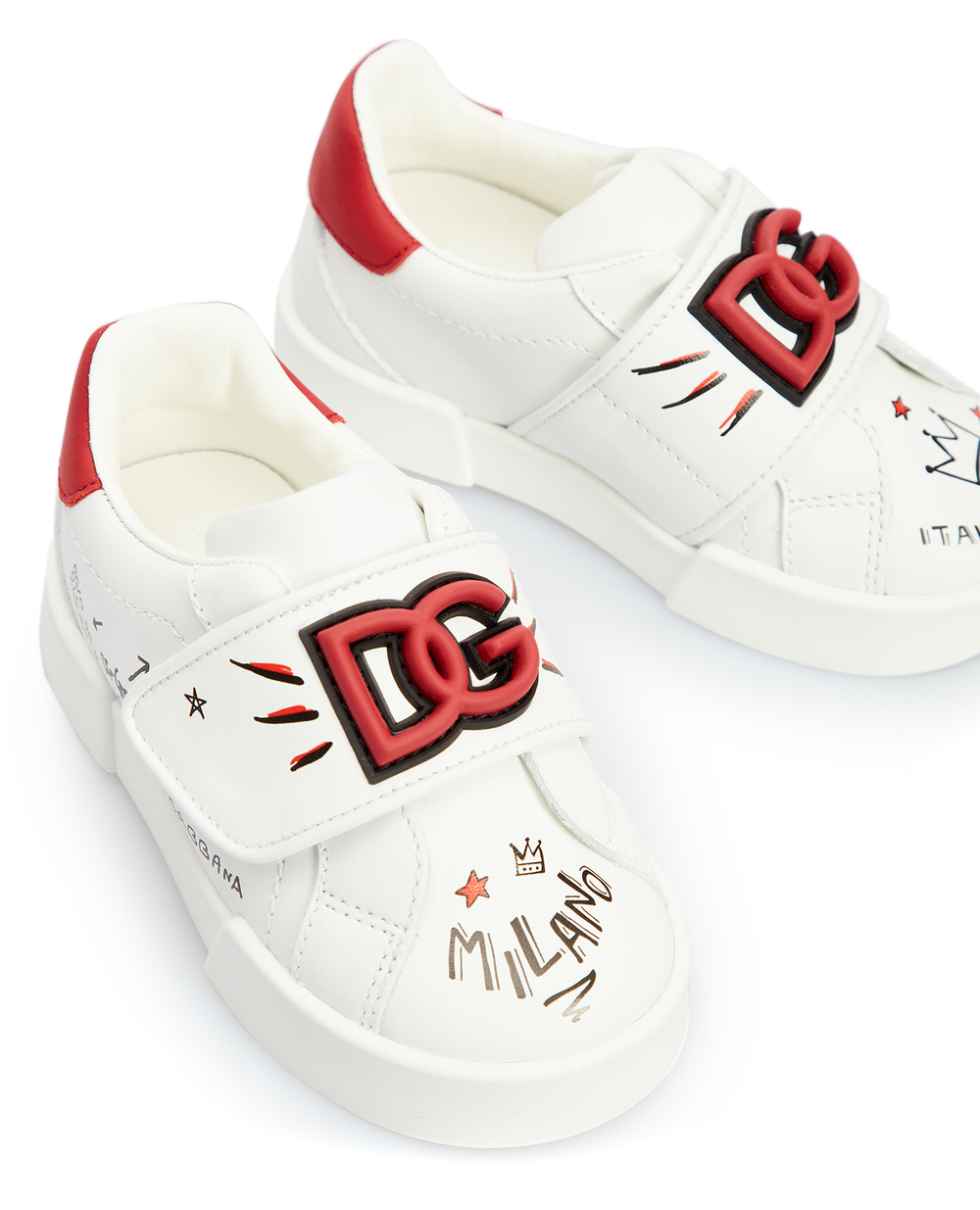 Детские кожаные сникеры Dolce&Gabbana Kids DN0135-AO936, белый цвет • Купить в интернет-магазине Kameron