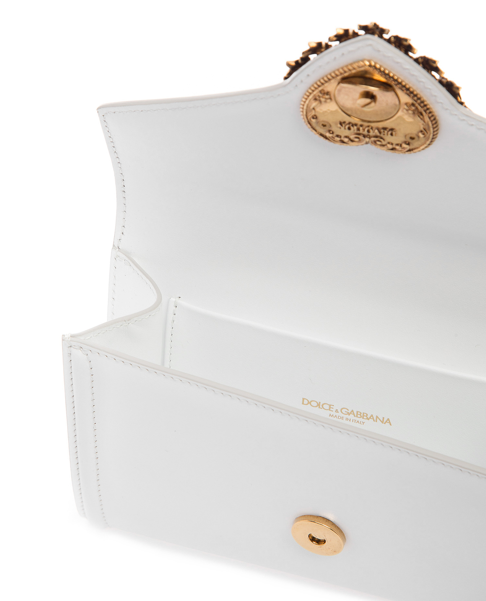 Кожаная поясная сумка Devotion Dolce&Gabbana BB6706-AV893, белый цвет • Купить в интернет-магазине Kameron