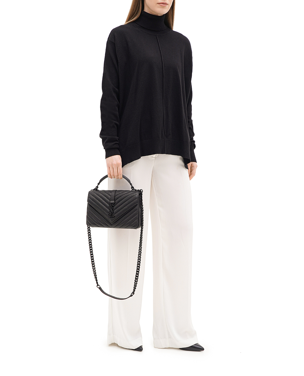 Кожаная сумка College Medium Saint Laurent 600279-BRM08, черный цвет • Купить в интернет-магазине Kameron