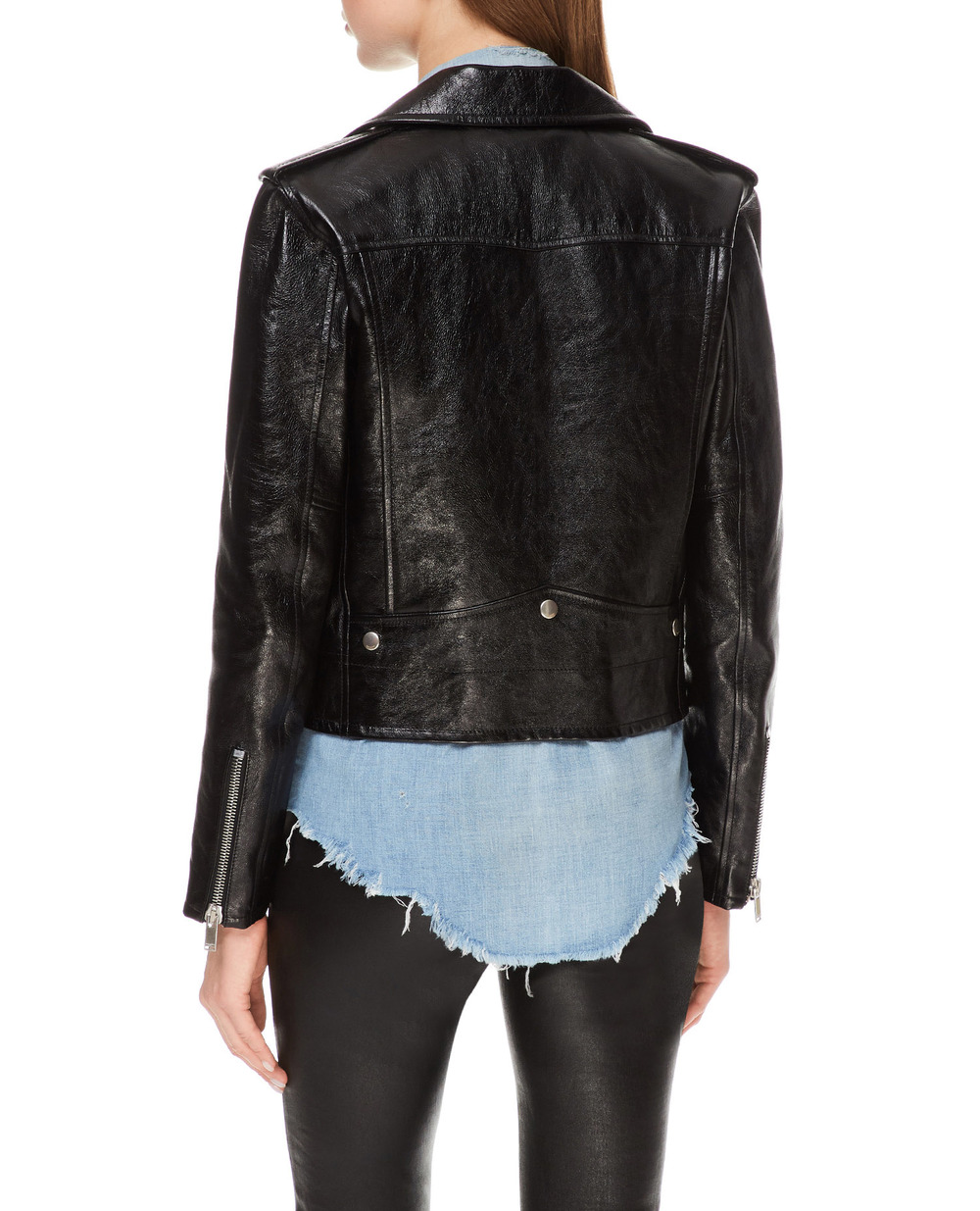 Кожаная куртка Saint Laurent 481862-YC2NI-, черный цвет • Купить в интернет-магазине Kameron