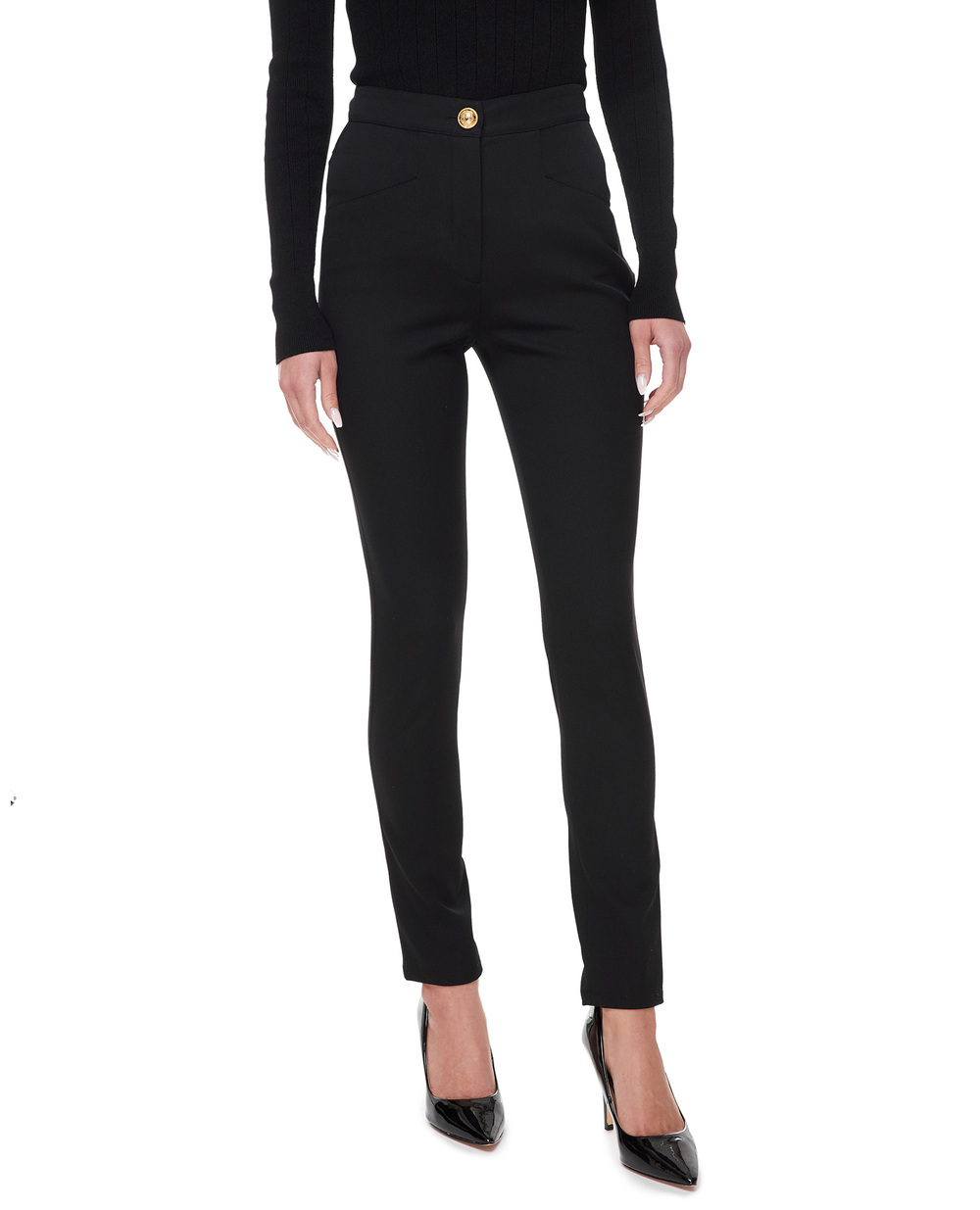 Шерстяные брюки Balmain BF1PD010WB01, черный цвет • Купить в интернет-магазине Kameron