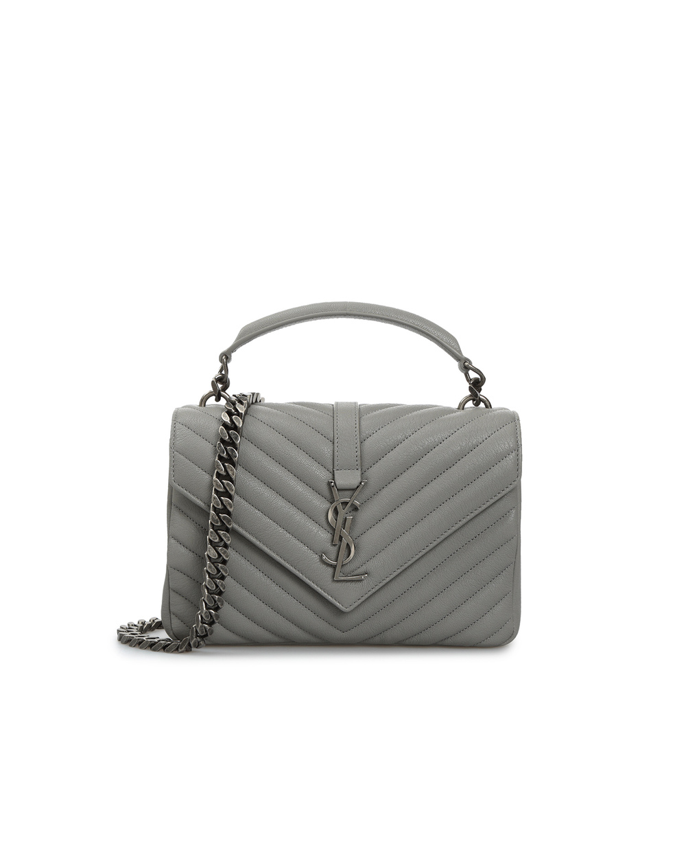 Шкіряна сумка College Medium Saint Laurent 600279-BRM04, сірий колір • Купити в інтернет-магазині Kameron