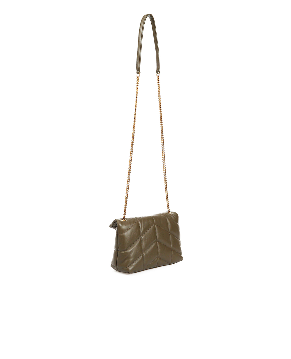 Кожаная сумка Puffer small Saint Laurent 620333-1EL07, оливковый цвет • Купить в интернет-магазине Kameron