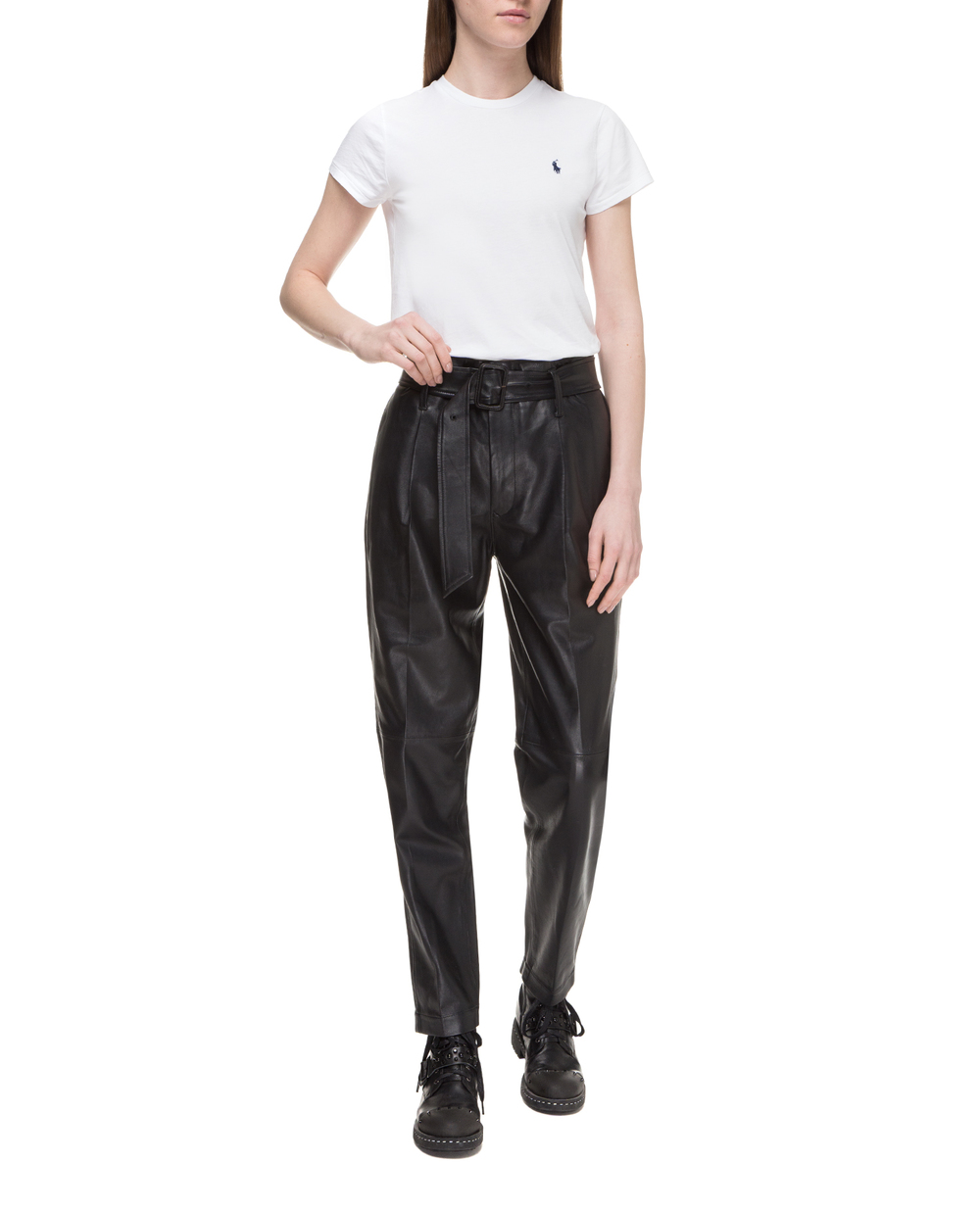 Кожаные брюки Polo Ralph Lauren 211765302001, черный цвет • Купить в интернет-магазине Kameron