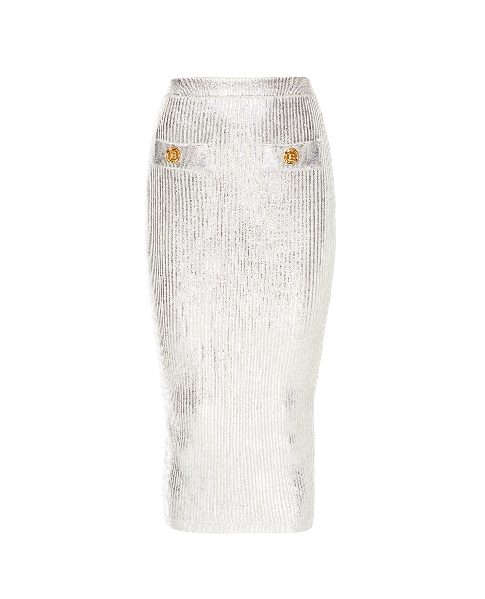Шерстяная юбка Balmain WF0LD016K314, серебряный цвет • Купить в интернет-магазине Kameron