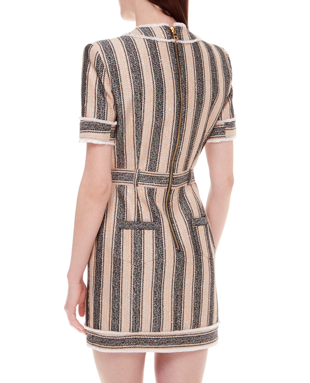 Твидовое платье Balmain XF1R7050XB30, бежевый цвет • Купить в интернет-магазине Kameron