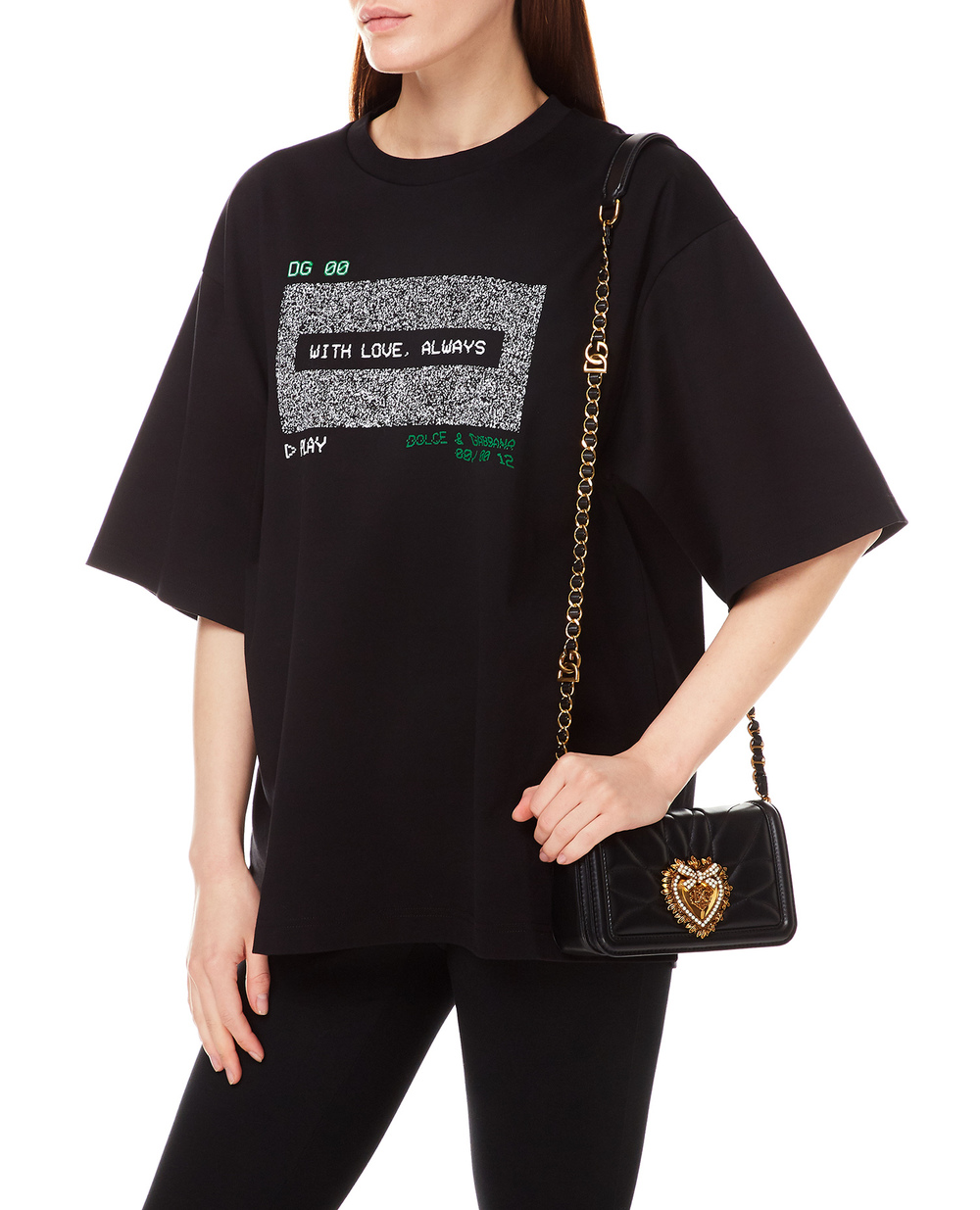Кожаная сумка Devotion Dolce&Gabbana BB6991-AQ448, черный цвет • Купить в интернет-магазине Kameron
