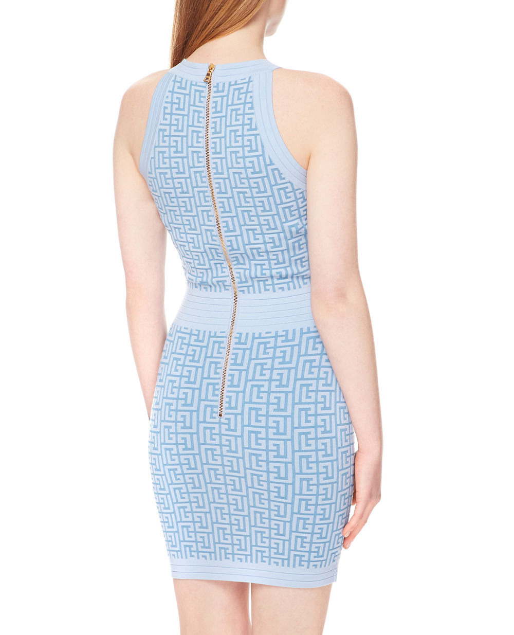 Вовняна сукня Balmain YF1R3087KB02-S, блакитний колір • Купити в інтернет-магазині Kameron