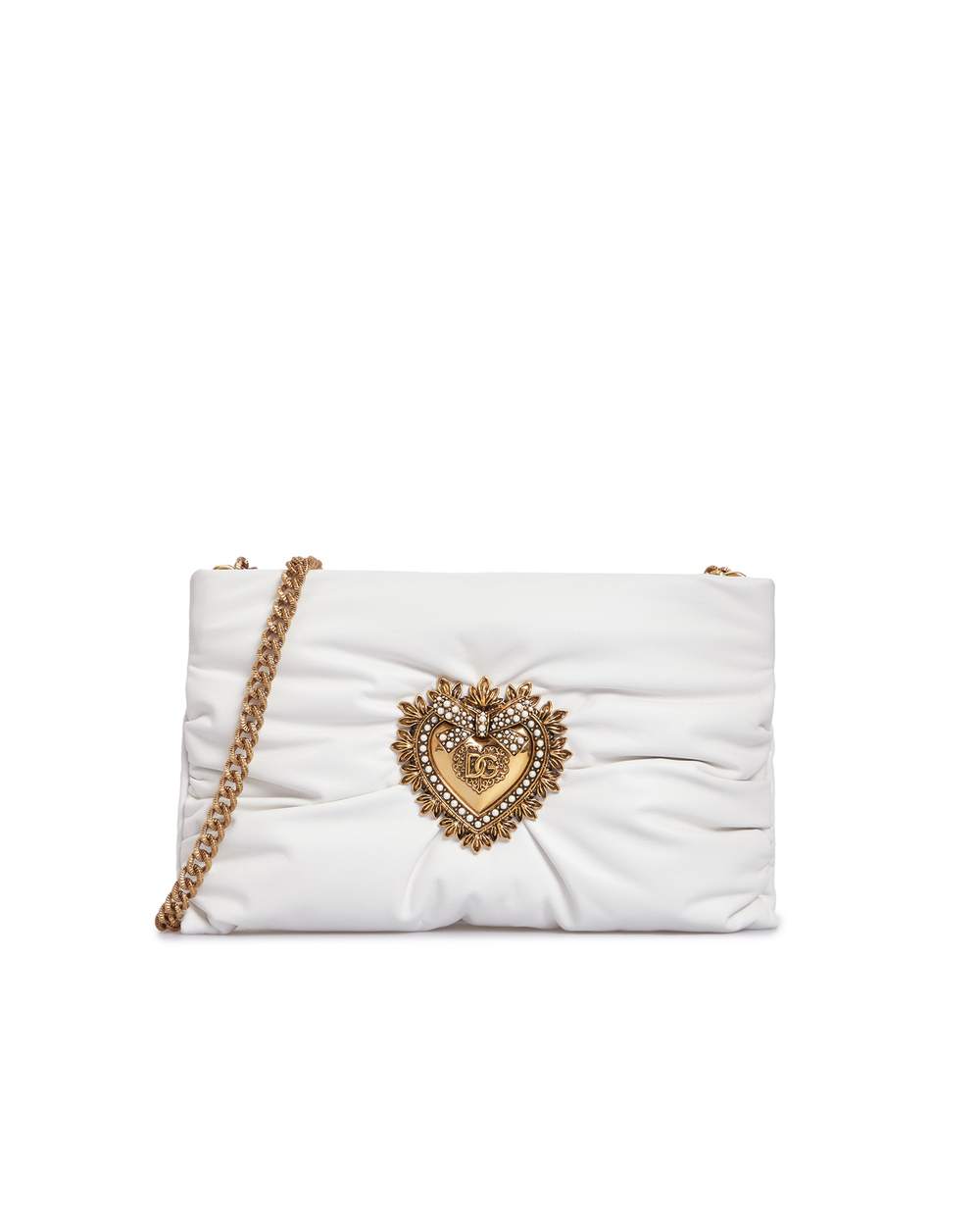 Кожаная сумка Devotion Soft Small Dolce&Gabbana BB7378-AK274, белый цвет • Купить в интернет-магазине Kameron