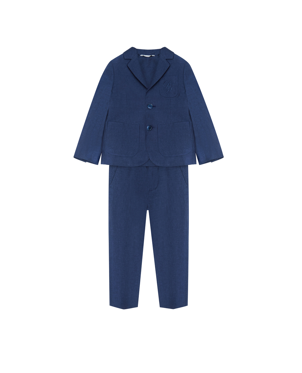 Льняной костюм (пиджак, брюки) Dolce&Gabbana Kids L41U74-G7WSI-S, синий цвет • Купить в интернет-магазине Kameron