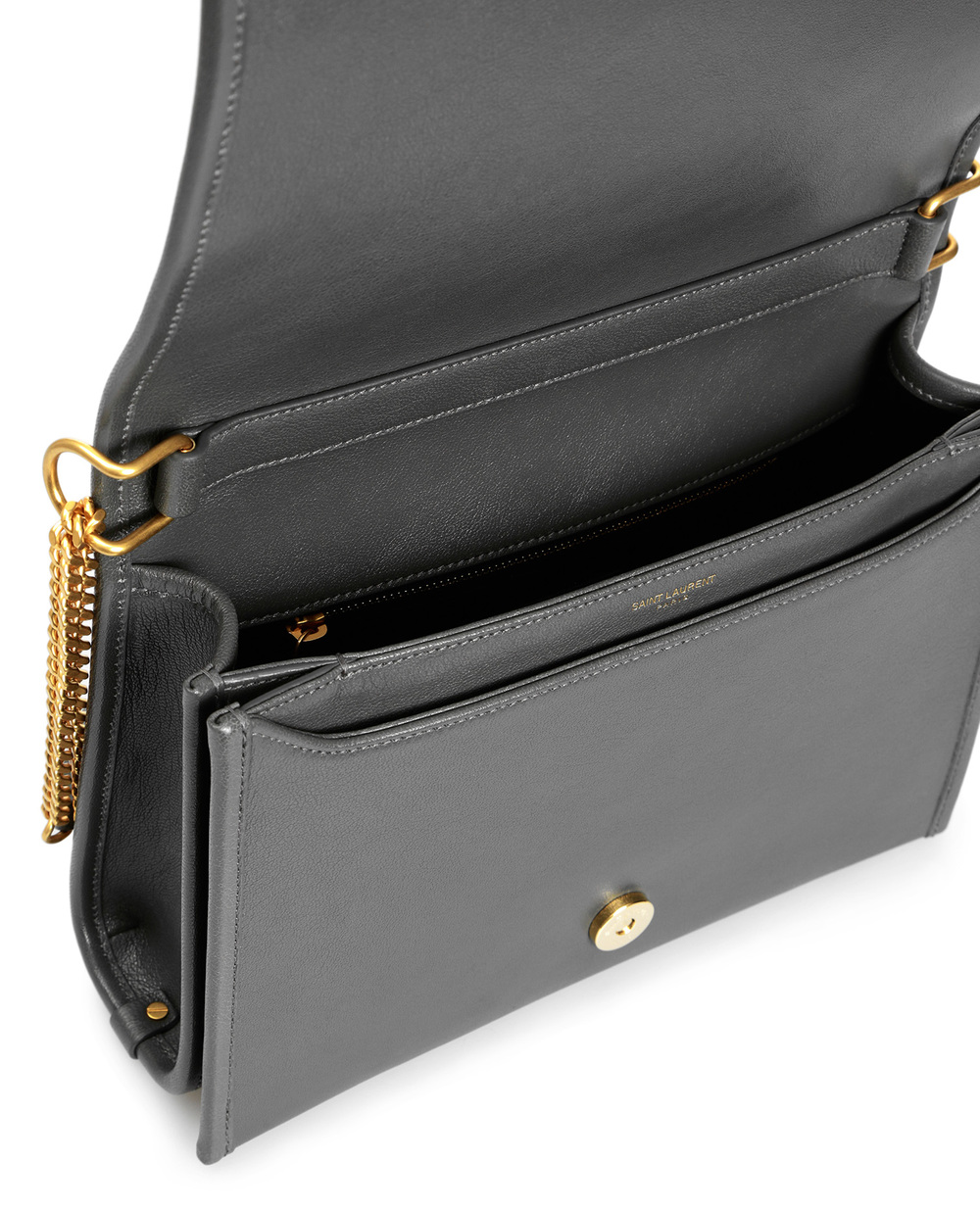 Кожаная сумка Becky Saint Laurent 650769-1D319-, серый цвет • Купить в интернет-магазине Kameron