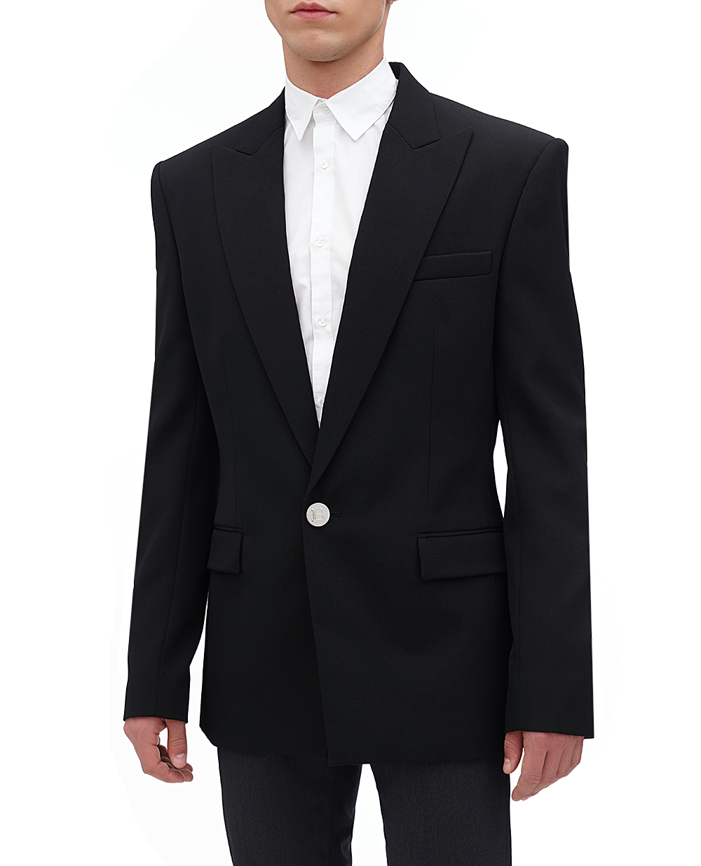Шерстяной пиджак Balmain BH1SE035WC09, черный цвет • Купить в интернет-магазине Kameron