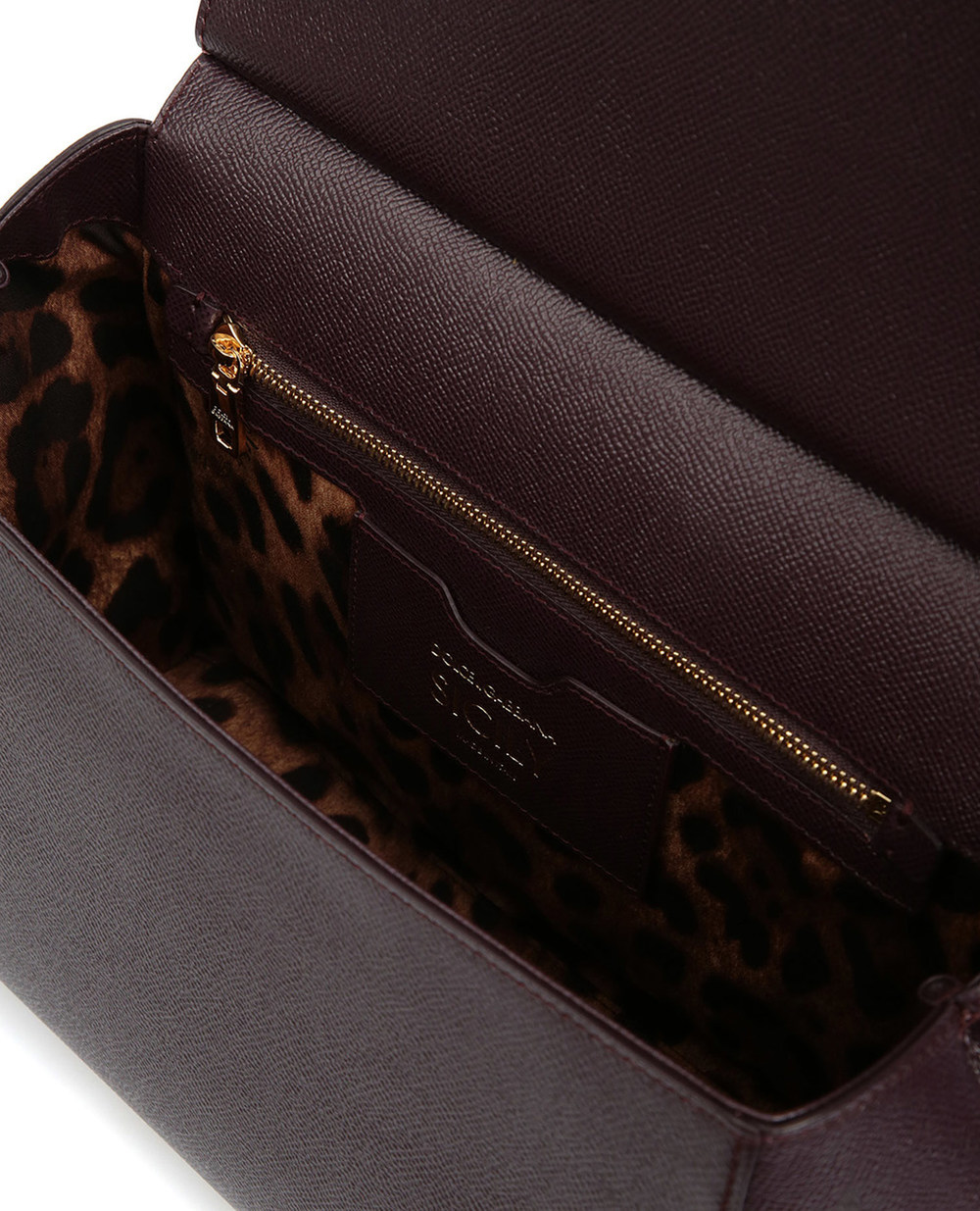 Кожаная сумка Sicily Dolce&Gabbana BB6235-A1001SS18, бордовый цвет • Купить в интернет-магазине Kameron