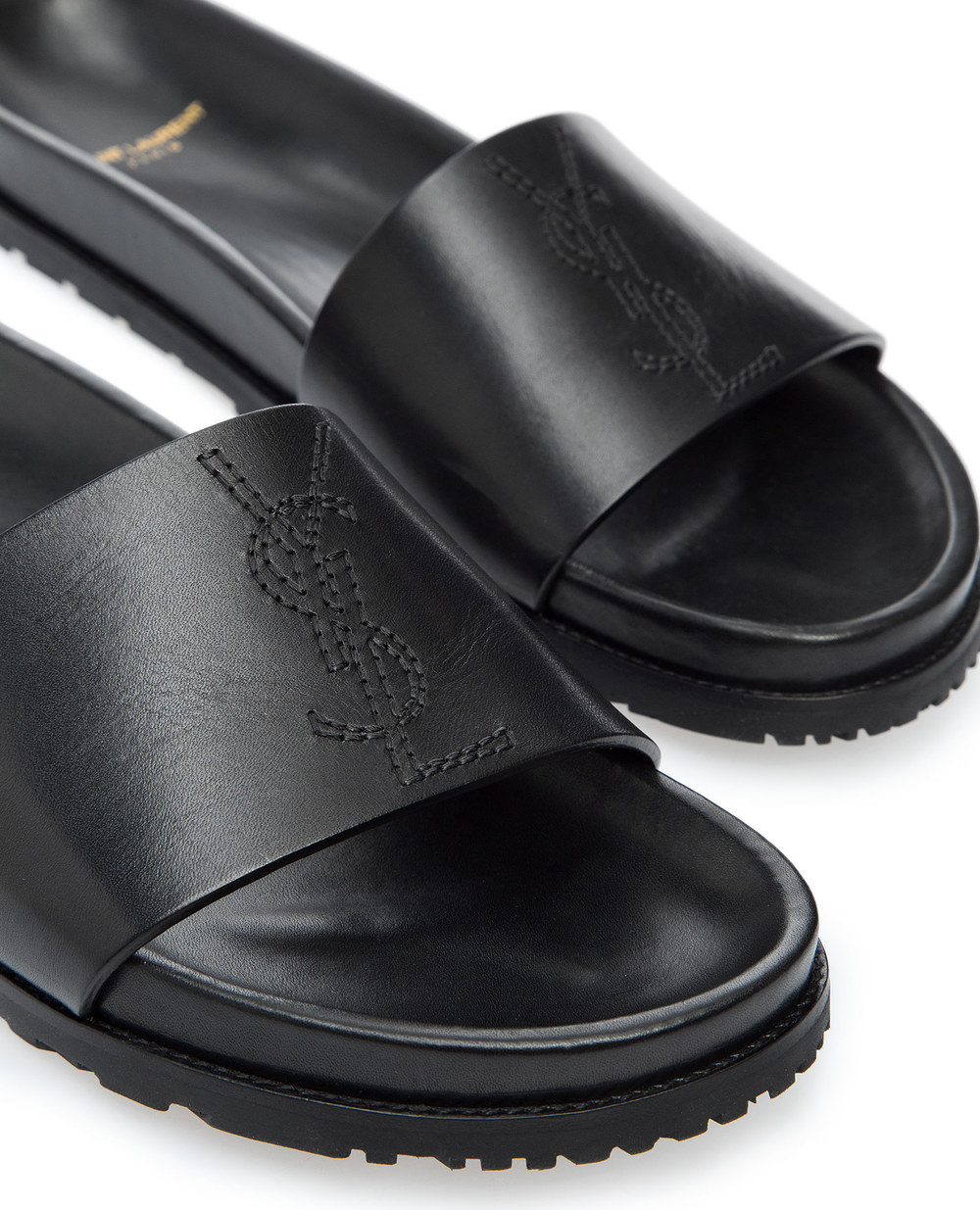 Кожаные слайдеры Saint Laurent 510436-BDA00, черный цвет • Купить в интернет-магазине Kameron