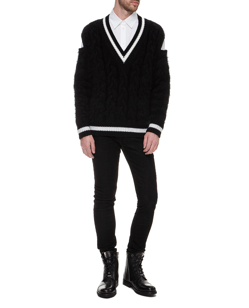 Шерстяной пуловер Balmain SF03145K525, черный цвет • Купить в интернет-магазине Kameron