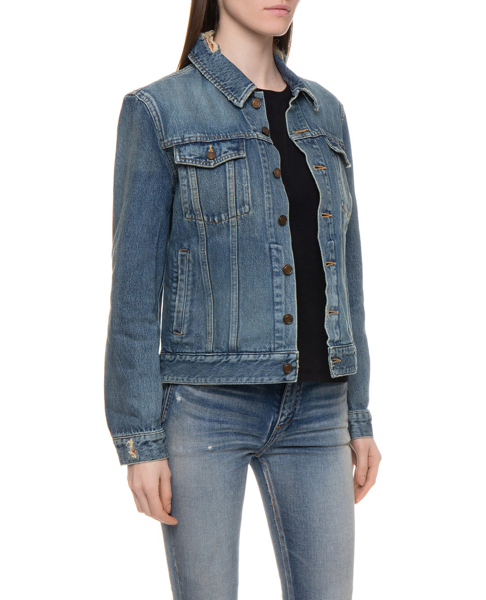 Джинсовая куртка Saint Laurent 557353-Y962T, синий цвет • Купить в интернет-магазине Kameron
