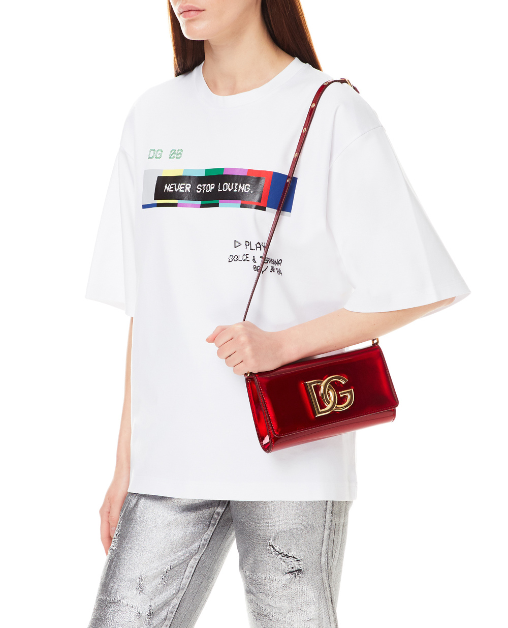 Кожаная сумка 3.5 Dolce&Gabbana BB7082-AQ495, красный цвет • Купить в интернет-магазине Kameron