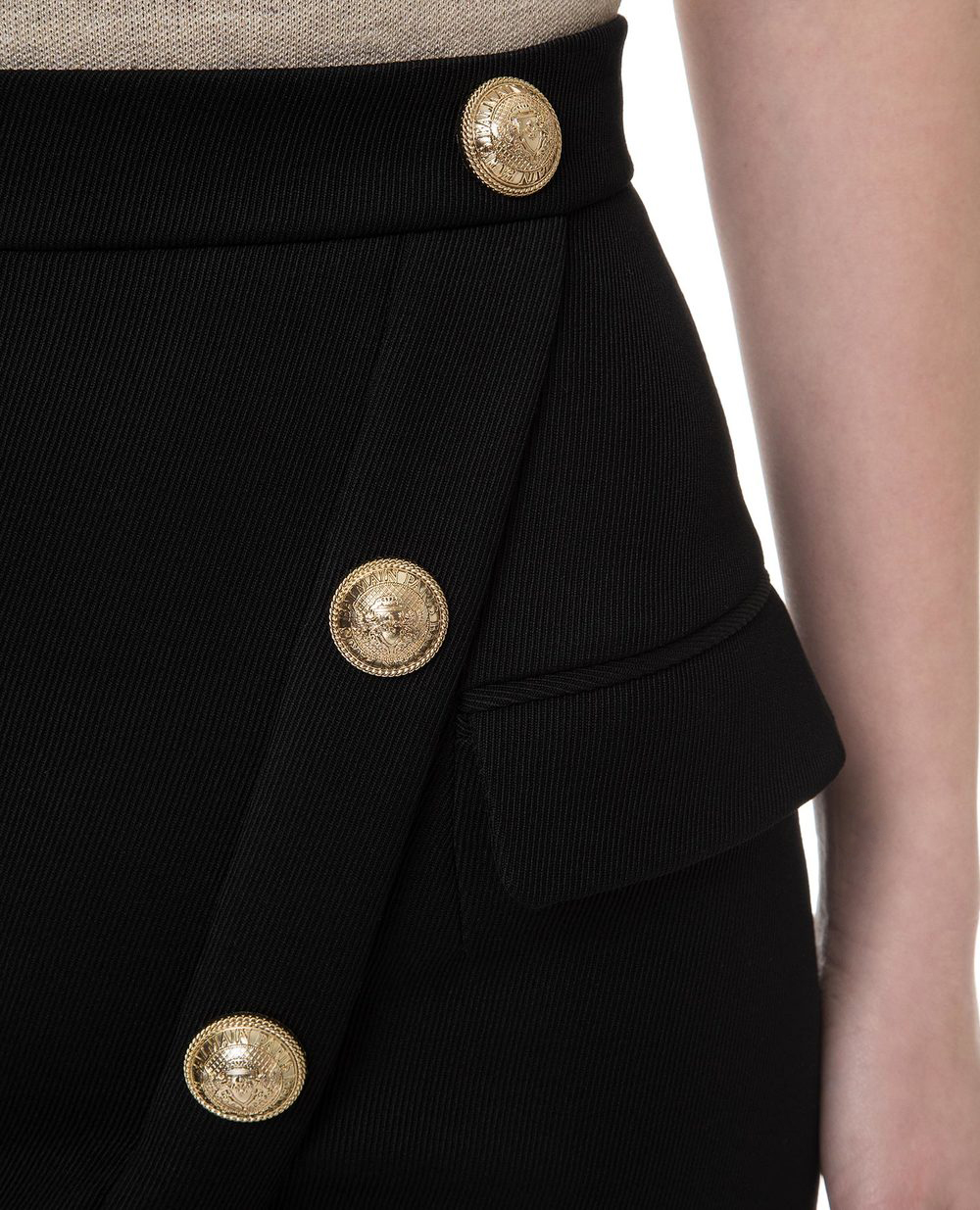 Шерстяная юбка Balmain SF14087W028, черный цвет • Купить в интернет-магазине Kameron