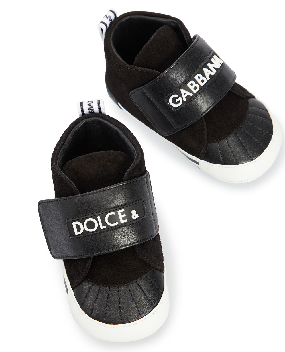 Детские кожаные пинетки Dolce&Gabbana Kids DK0128-AP231, черный цвет • Купить в интернет-магазине Kameron