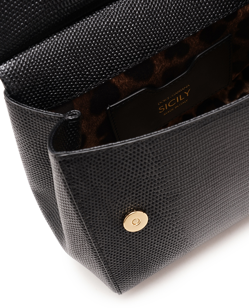 Кожаная сумка Sicily Medium Dolce&Gabbana BB6003-A1095, черный цвет • Купить в интернет-магазине Kameron
